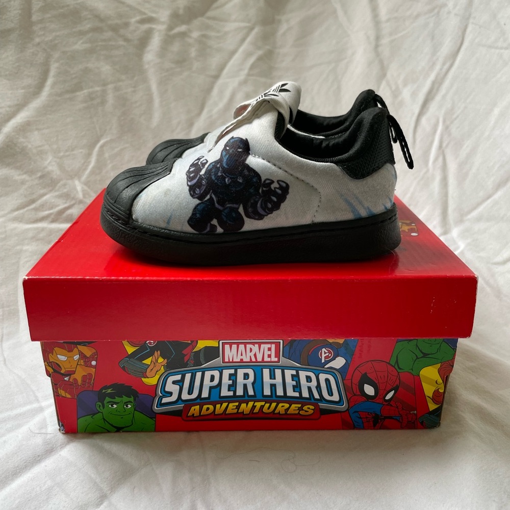 Adidas Limited Edition Marvel with Black Panther Superstar kids shoes
